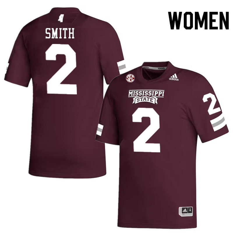 Women #2 Isaac Smith Mississippi State Bulldogs College Football Jerseys Stitched-Maroon